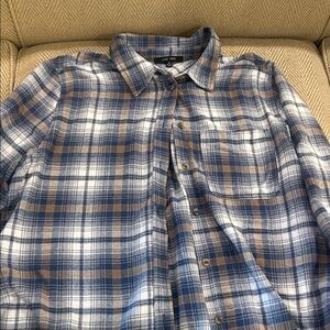 Love Tree Womens Casual Blue and Brown Checkered Shirt